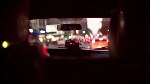 Taxi Cab Interior Inside Taxicab Manhattan New York City NYC Meter Driver Stock Footage