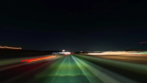 Taxi cab point of view time lapse hyperlapse through night Barrie city near.. Видео 338298053