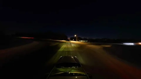 Taxi cab point of view time lapse hyperlapse through night Barrie city near.. Видео 338298131