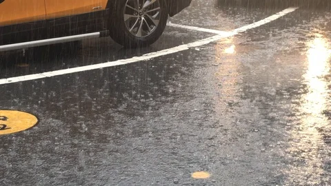 Taxi Cab Rain Stock Footage