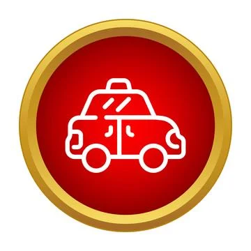 Taxi cab red circle button vector icon Stock Illustration