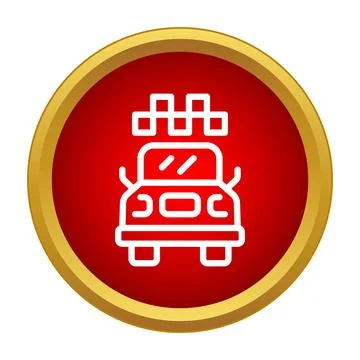 Taxi cab vector icon in red circle with gold border Ilustración de archivo