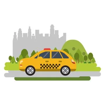 Taxi cab vehicle isolated flat Ilustración de archivo