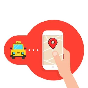 Taxi call through mobile application Stock Illustration