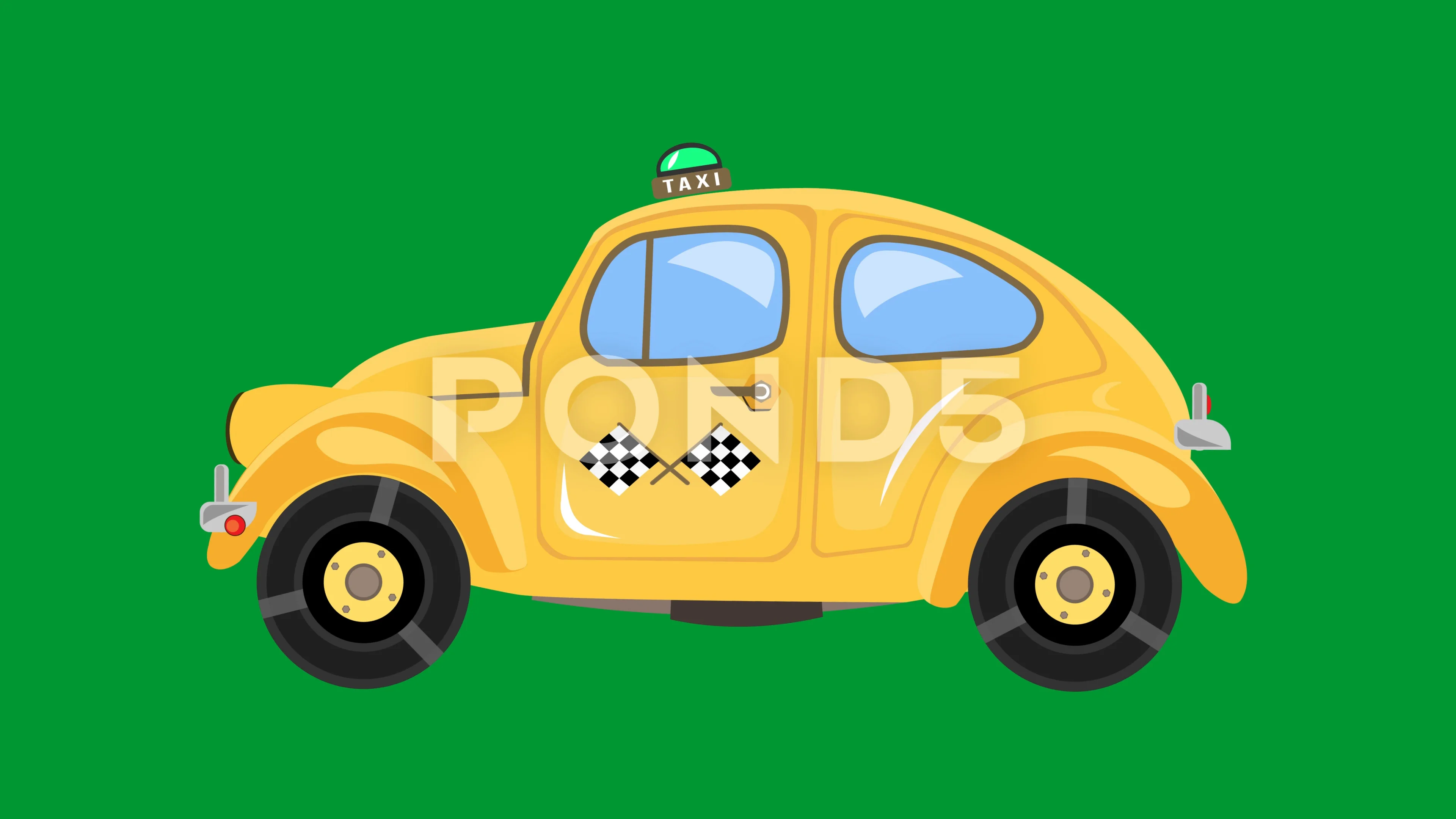 Taxi car animation on green screen. Retr... | Stock Video | Pond5