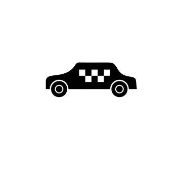 Taxi Car, Cab Solid Flat Vector Icon Isolated on White Background Stock Illustration