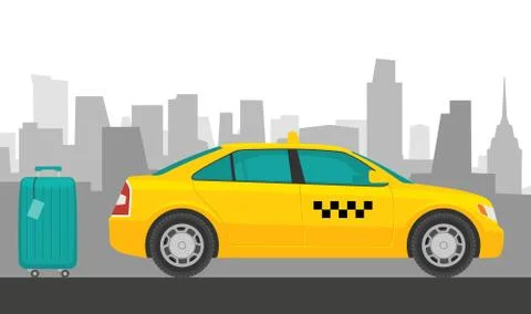 Taxi car. Flat styled vector illustration 库存插图