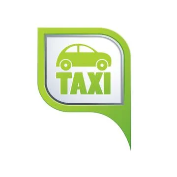 Taxi with car icon on green pointer Stock Illustration