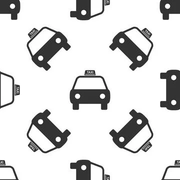 Taxi car icon seamless pattern on white background. Flat design. Vector Ill.. イラスト素材