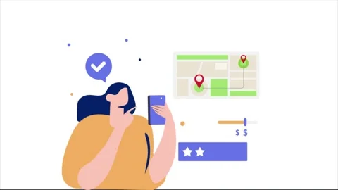 Taxi car ride application explainer video 2d animation Vídeo Stock 296968062