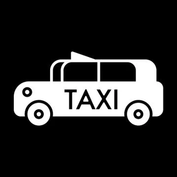 Taxi car vector icon. solid design on black background. Stockillustratie