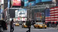 Taxi Cars Times Square Busy Tourist Intersection Commerce Busy Street NYC City HD Footage