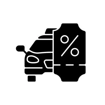 Taxi discount program black glyph icon 스톡 일러스트