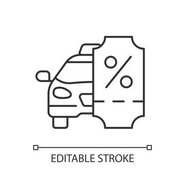 Taxi discount program linear icon Stock Illustration