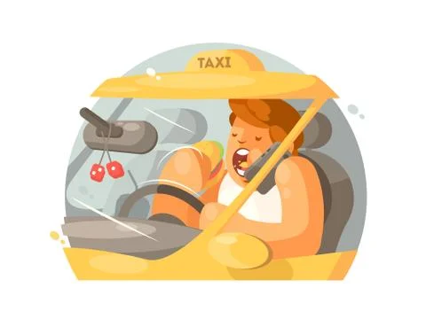 Taxi driver driving Stock-Illustration