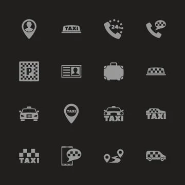 Taxi - Flat Vector Icons Stock Illustration