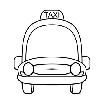 Taxi Front View Outline Vector Illustration Stock Illustration