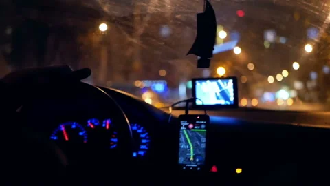 Taxi gps driver night Stock Footage 86572279