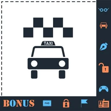 Taxi icon flat Stock Illustration