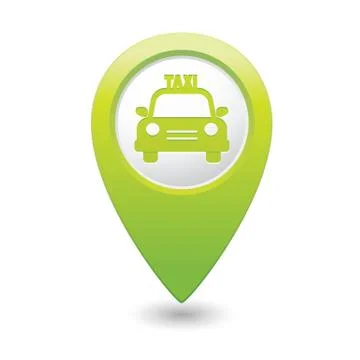 Taxi icon green map pointer Stock Illustration