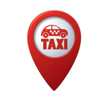 Taxi icon red map pointer Stock Illustration