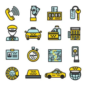 Taxi Icon Set Stock Illustration