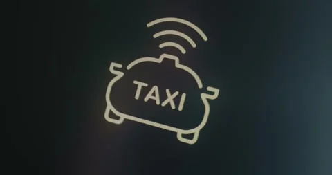 Taxi icon with wireless connectivity Video stock 314852399