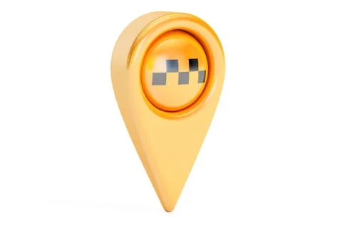 Taxi map pointer. GPS locate symbol, 3D rendering Stockillustratie