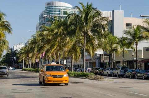 Taxi in Miami Beach Stock Photos