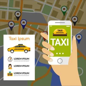 Taxi Navigation Map Stock Illustration