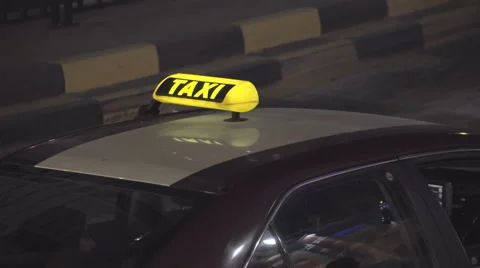 Taxi at night Stock Footage 60914769