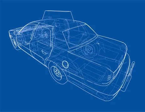 Taxi outline drawing. Vector Stock Illustration
