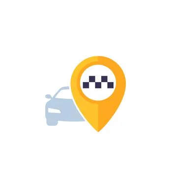 Taxi pointer and car, vector logo Stockillustratie
