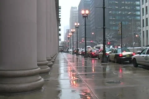 Taxi Queue in the Snowy city Stock Footage 22618688