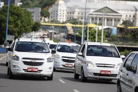 Taxi queue waiting for a passenger Foto stock