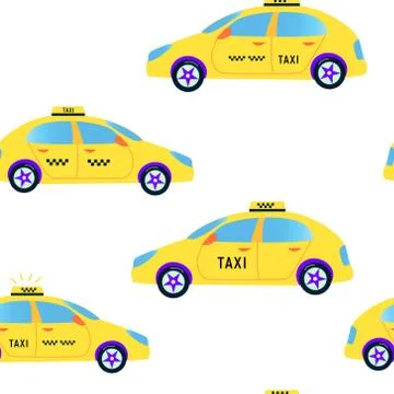 Taxi seamless pattern - vector illustration, cute design Stock Illustration