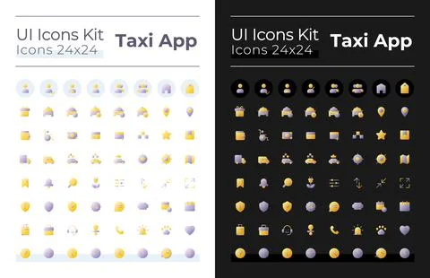 Taxi service flat gradient two-color ui icons set for dark, light mode Stockillustratie