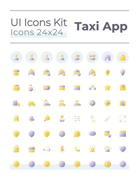 Taxi service flat gradient two-color ui icons set Stockillustratie