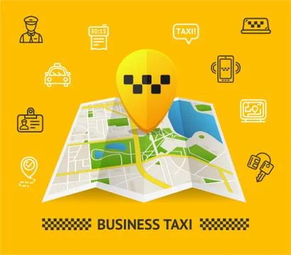 Taxi Services Concept. Vector Illustrazione stock
