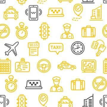 Taxi Services Pattern Background. Vector Stock Illustration