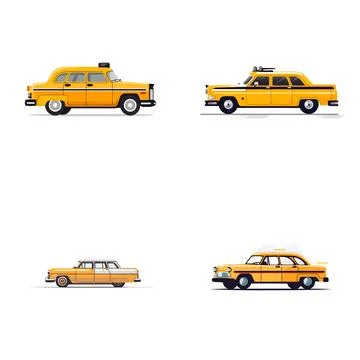 Taxi set vector isolated on white Ilustración de archivo