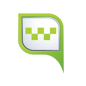 Taxi with sign icon on green pointer Stock Illustration