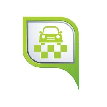 Taxi symbol on green map pointer Stock Illustration