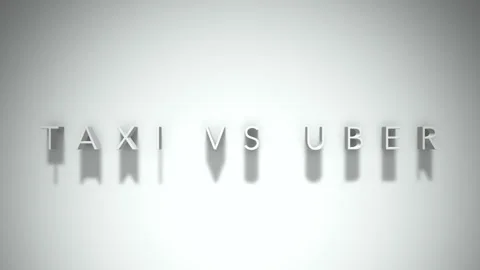 Taxi vs uber 3D title animation white text on a white background Stock Footage 299420451