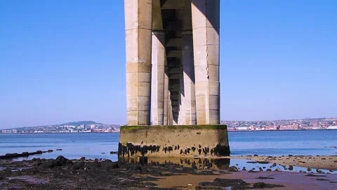 Tay Road Bridge Spanning The Calm River Tay Stock Footage 283762195