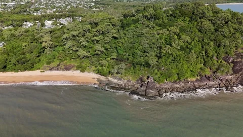 Taylor Point and Trinity Beach, Cairns, Queensland, Australia: 4K Aerial Drone Stock Footage 311218543