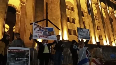 Tbilisi. Activists with placards Stock Footage 225131774