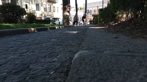 Tbilisi. Bottom view of the sidewalk and people walking Stock Footage 225142663