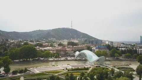 Tbilisi Bridge from high Stock Footage 111956456