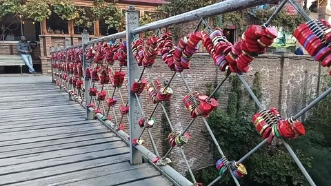 Tbilisi. bridge of lovers Stock Footage 225129831